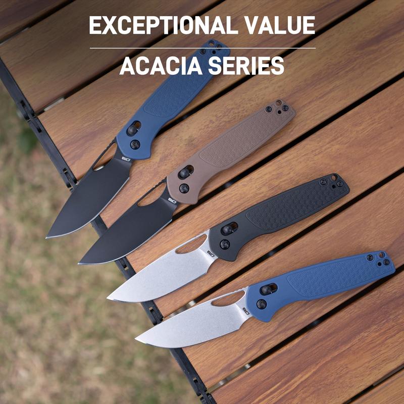 CJRB Acacia Pocket Knife for Men, 3.21'' AR-RPM9 Steel Blade Folding Knife with Clip for Camping, Hiking and Fathersdaygift